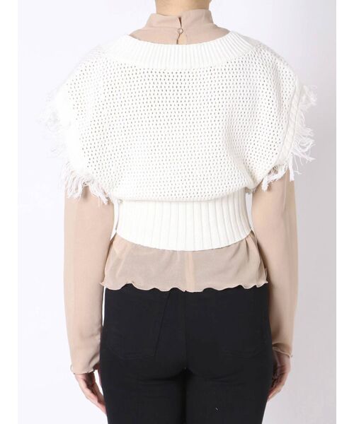 MURUA（ムルーア）の「フリンジベストレイヤードトップス（ニット/セーター・レディース・ライトグレー/ブラック/アイボリー・FREE）」の21枚目の写真