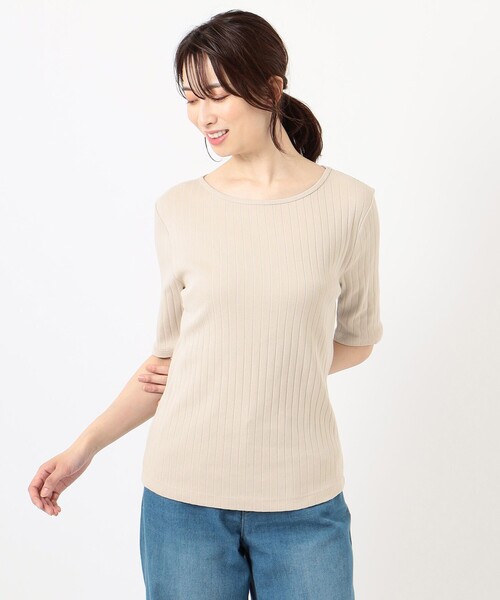ANY(エニィ)の「テレコトップス カットソー(Tシャツ/カットソー・レディース・ダークブラウン系/ベージュ系/アイボリー系/ライトグリーン系・2/3)」の15枚目の写真