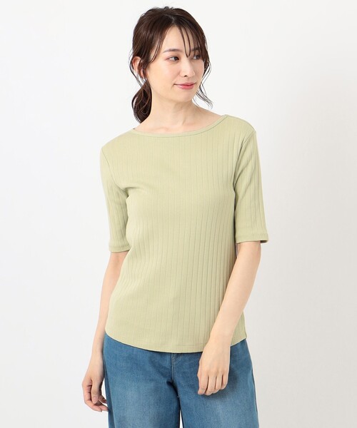 ANY(エニィ)の「テレコトップス カットソー(Tシャツ/カットソー・レディース・ダークブラウン系/ベージュ系/アイボリー系/ライトグリーン系・2/3)」の16枚目の写真