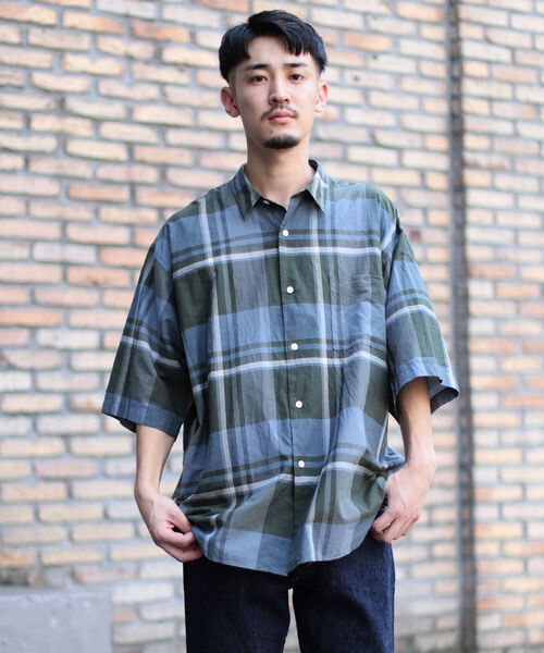 BEAMS（ビームス）の「BEAMS / コットン シルク チェック イージー シャツ（シャツ/ブラウス・メンズ・パープル/グリーン・SMALL/MEDIUM/LARGE）」の5枚目の写真