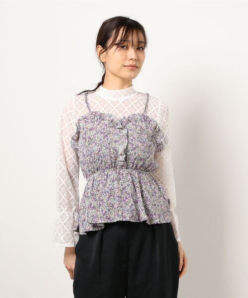 SPIGA（スピーガ）の「花柄キャミ付ドッキングレースTOPS　A（Tシャツ/カットソー・レディース・ピンク/パープル・FREE）」の14枚目の写真