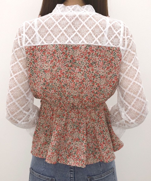 SPIGA（スピーガ）の「花柄キャミ付ドッキングレースTOPS　A（Tシャツ/カットソー・レディース・ピンク/パープル・FREE）」の6枚目の写真