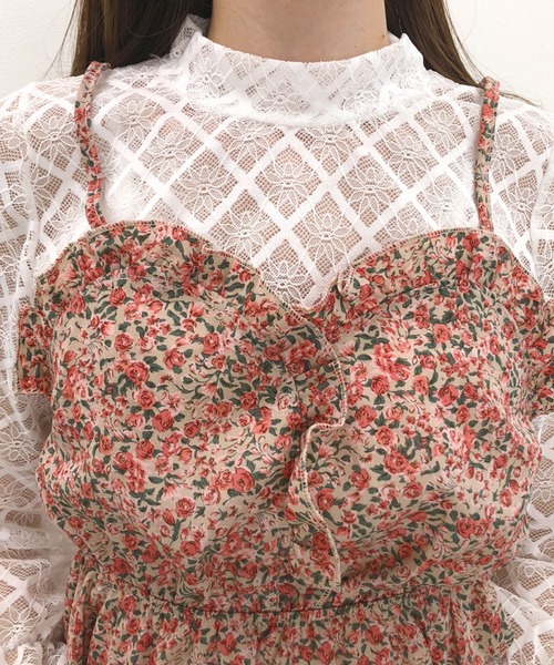 SPIGA（スピーガ）の「花柄キャミ付ドッキングレースTOPS　A（Tシャツ/カットソー・レディース・ピンク/パープル・FREE）」の10枚目の写真