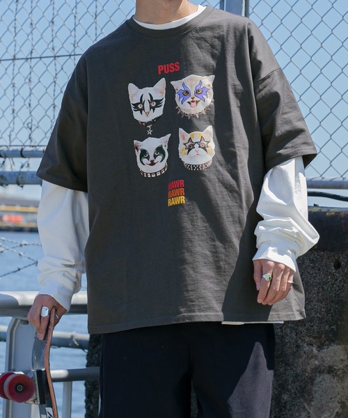 Perushu(ペルーシュ)の「PerushuアソートプリントTシャツ(Tシャツ/カットソー・メンズ・ホワイト/チャコールグレー/ブラック/レッド/オフホワイト・MEDIUM/LARGE)」の4枚目の写真