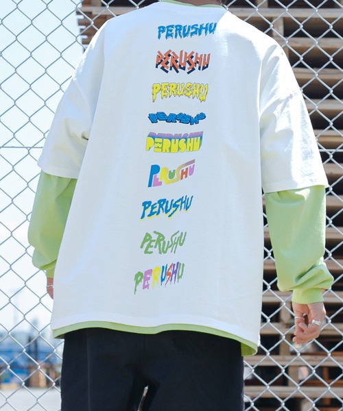 Perushu(ペルーシュ)の「PerushuアソートプリントTシャツ(Tシャツ/カットソー・メンズ・ホワイト/チャコールグレー/ブラック/レッド/オフホワイト・MEDIUM/LARGE)」の12枚目の写真