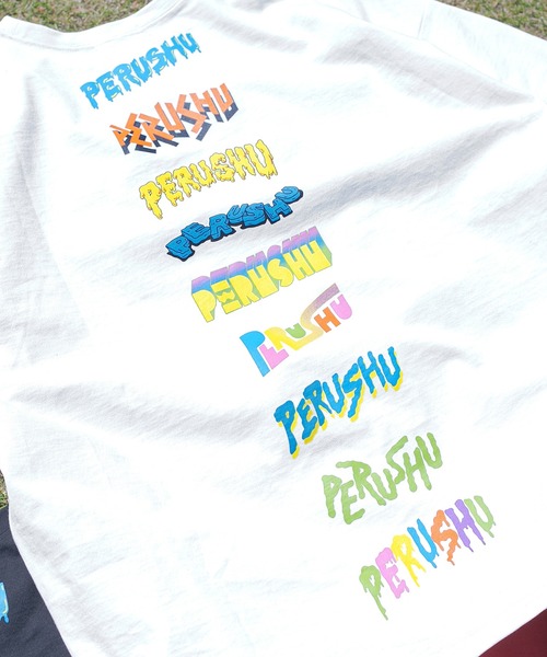 Perushu(ペルーシュ)の「PerushuアソートプリントTシャツ(Tシャツ/カットソー・メンズ・ホワイト/チャコールグレー/ブラック/レッド/オフホワイト・MEDIUM/LARGE)」の14枚目の写真
