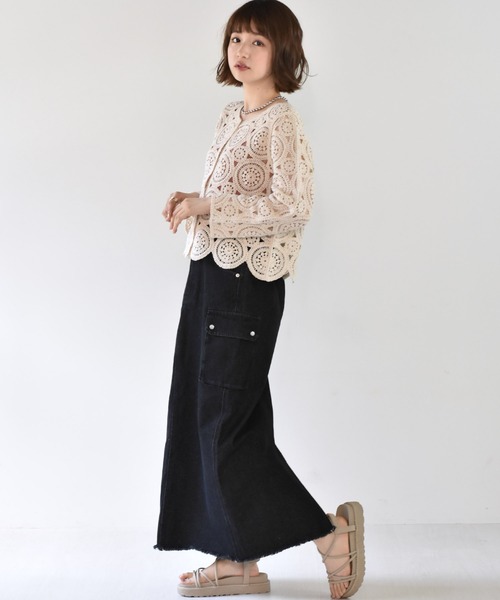 RETRO GIRL（レトロガール）の「クロシェカーデ（カーディガン/ボレロ・レディース・ライトグリーン/オフホワイト/ブラック・FREE）」の13枚目の写真