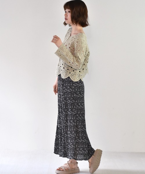 RETRO GIRL（レトロガール）の「クロシェカーデ（カーディガン/ボレロ・レディース・ライトグリーン/オフホワイト/ブラック・FREE）」の4枚目の写真