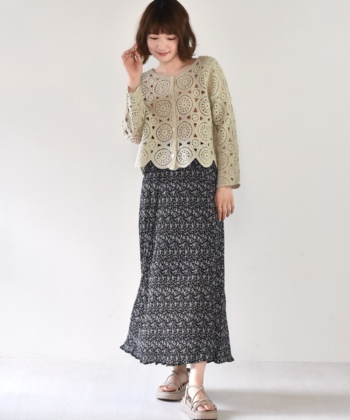 RETRO GIRL（レトロガール）の「クロシェカーデ（カーディガン/ボレロ・レディース・ライトグリーン/オフホワイト/ブラック・FREE）」の7枚目の写真