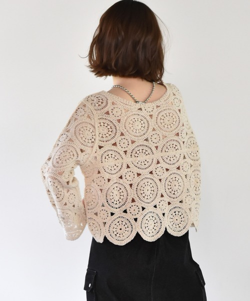 RETRO GIRL（レトロガール）の「クロシェカーデ（カーディガン/ボレロ・レディース・ライトグリーン/オフホワイト/ブラック・FREE）」の15枚目の写真