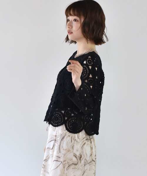 RETRO GIRL（レトロガール）の「クロシェカーデ（カーディガン/ボレロ・レディース・ライトグリーン/オフホワイト/ブラック・FREE）」の14枚目の写真