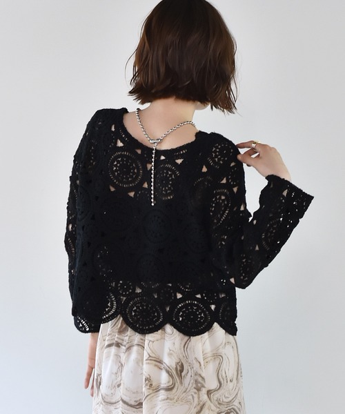 RETRO GIRL（レトロガール）の「クロシェカーデ（カーディガン/ボレロ・レディース・ライトグリーン/オフホワイト/ブラック・FREE）」の12枚目の写真