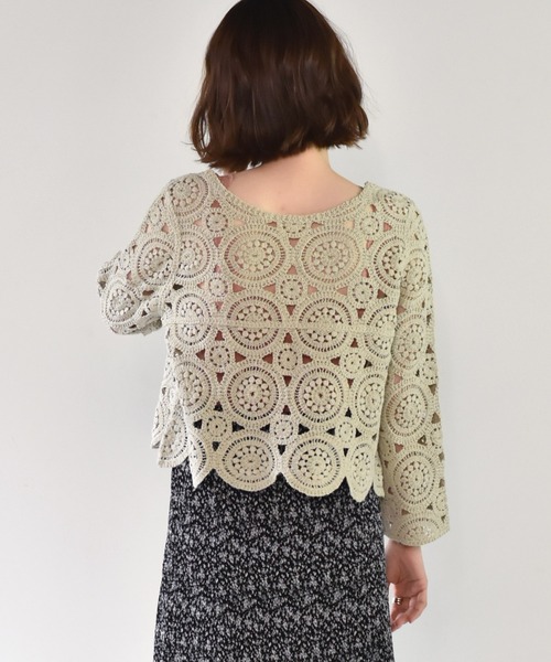 RETRO GIRL（レトロガール）の「クロシェカーデ（カーディガン/ボレロ・レディース・ライトグリーン/オフホワイト/ブラック・FREE）」の10枚目の写真