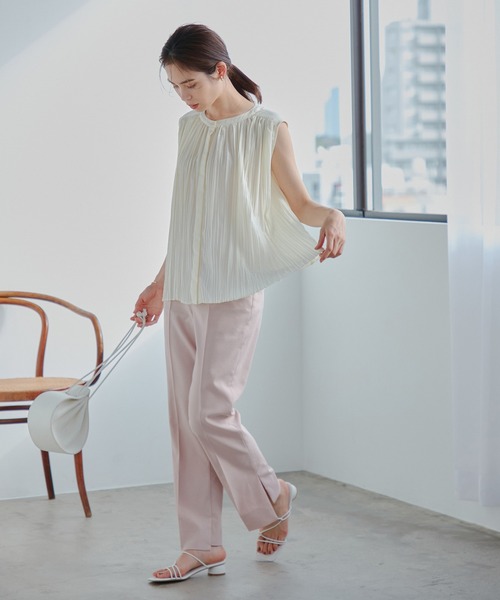 ROPE'（ロペ）の「【洗える】スラブストレッチセミフレアパンツ（その他パンツ・レディース・ライトグレー/ベージュ/ピンク/ブルー系その他4・40/38/36/34）」の7枚目の写真