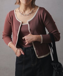 ap retro | バイカラーリブニットアンサンブルカーディガン【ZOZO限定アイテム】(カーディガン/ボレロ)