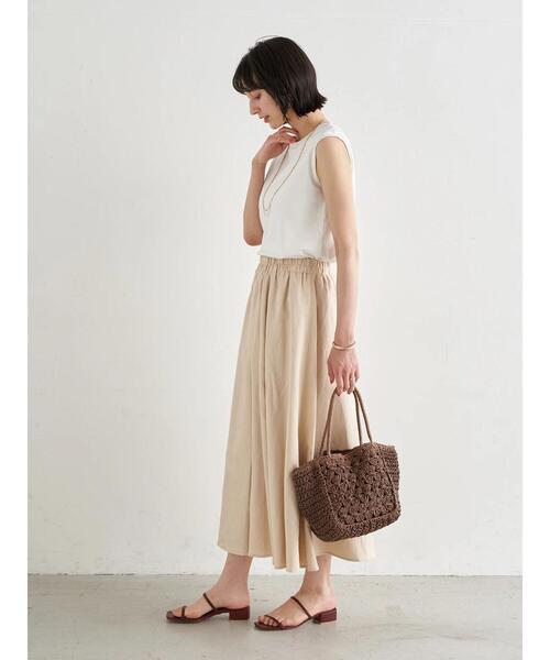 earth music&ecology(アースミュージックアンドエコロジー)の「【WEB限定】ギャザーフレアスカート *(スカート・レディース・ブラック/ベージュ/ブラウン/ブルー/グリーン/アイボリー・FREE)」の14枚目の写真