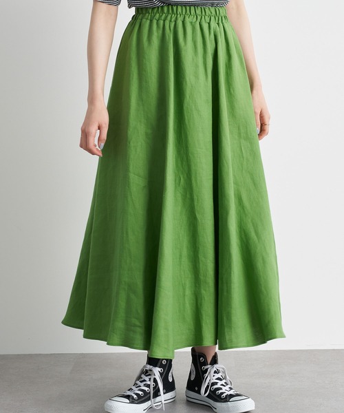 earth music&ecology(アースミュージックアンドエコロジー)の「【WEB限定】ギャザーフレアスカート *(スカート・レディース・ブラック/ベージュ/ブラウン/ブルー/グリーン/アイボリー・FREE)」の5枚目の写真