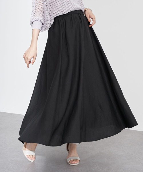 earth music&ecology(アースミュージックアンドエコロジー)の「【WEB限定】ギャザーフレアスカート *(スカート・レディース・ブラック/ベージュ/ブラウン/ブルー/グリーン/アイボリー・FREE)」の3枚目の写真