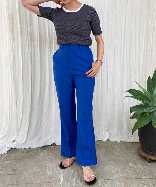 Lull（ルル）の「【Lull / ルル】センタープレスフレアパンツ（その他パンツ・レディース・ブラック/レッド/ブルー/グリーン/グリーン系その他/サックスブルー/パープル/イエロー・M）」の12枚目の写真