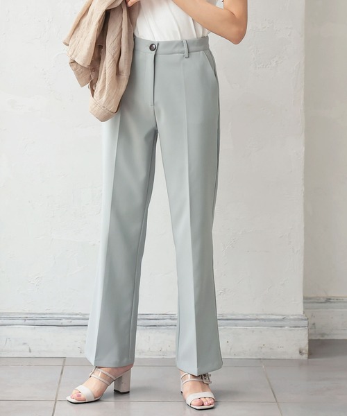 KOBE LETTUCE（コウベレタス）の「センタープレスフレアスラックスパンツ（スラックス・レディース・ブラック/ライム/グリーン系その他/グレイッシュベージュ/コーラル・S/M）」の5枚目の写真