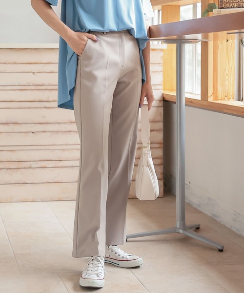 KOBE LETTUCE（コウベレタス）の「センタープレスフレアスラックスパンツ（スラックス・レディース・ブラック/ライム/グリーン系その他/グレイッシュベージュ/コーラル・S/M）」の3枚目の写真