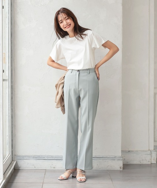 KOBE LETTUCE（コウベレタス）の「センタープレスフレアスラックスパンツ（スラックス・レディース・ブラック/ライム/グリーン系その他/グレイッシュベージュ/コーラル・S/M）」の8枚目の写真