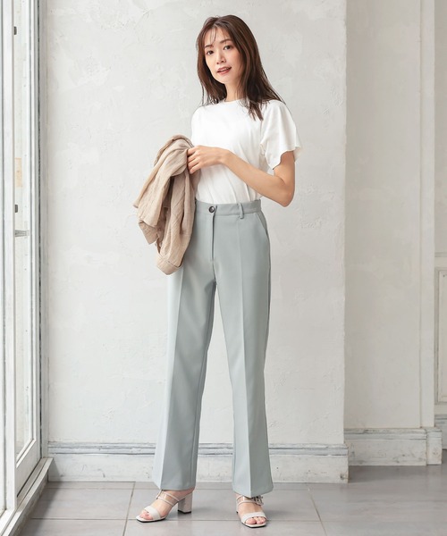 KOBE LETTUCE（コウベレタス）の「センタープレスフレアスラックスパンツ（スラックス・レディース・ブラック/ライム/グリーン系その他/グレイッシュベージュ/コーラル・S/M）」の11枚目の写真