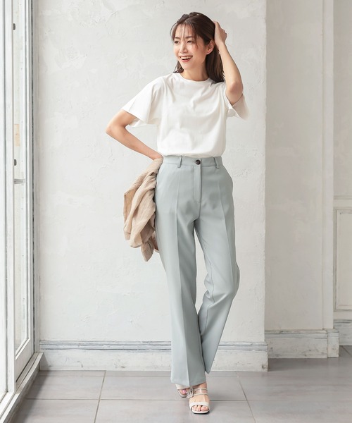 KOBE LETTUCE（コウベレタス）の「センタープレスフレアスラックスパンツ（スラックス・レディース・ブラック/ライム/グリーン系その他/グレイッシュベージュ/コーラル・S/M）」の12枚目の写真