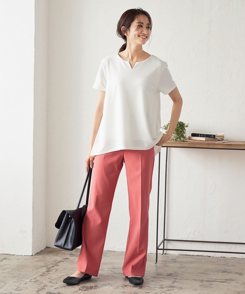 KOBE LETTUCE（コウベレタス）の「センタープレスフレアスラックスパンツ（スラックス・レディース・ブラック/ライム/グリーン系その他/グレイッシュベージュ/コーラル・S/M）」の10枚目の写真