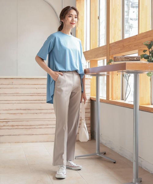 KOBE LETTUCE（コウベレタス）の「センタープレスフレアスラックスパンツ（スラックス・レディース・ブラック/ライム/グリーン系その他/グレイッシュベージュ/コーラル・S/M）」の6枚目の写真