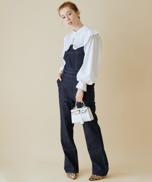 MADEMOISELLE ROPE'（マドモアゼル ロペ）の「＜取り外し可＞【2WAY/無地/ストライプ】クレリック付け衿ブラウス（シャツ/ブラウス・レディース・ホワイト/ブルー系その他4・38）」の19枚目の写真