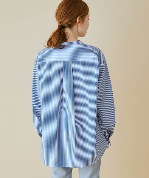 MADEMOISELLE ROPE'（マドモアゼル ロペ）の「＜取り外し可＞【2WAY/無地/ストライプ】クレリック付け衿ブラウス（シャツ/ブラウス・レディース・ホワイト/ブルー系その他4・38）」の8枚目の写真