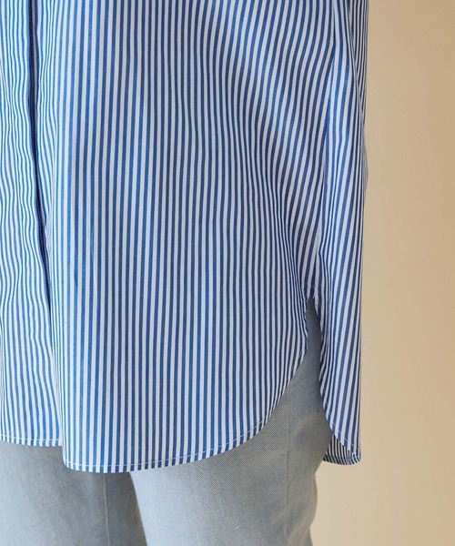 MADEMOISELLE ROPE'（マドモアゼル ロペ）の「＜取り外し可＞【2WAY/無地/ストライプ】クレリック付け衿ブラウス（シャツ/ブラウス・レディース・ホワイト/ブルー系その他4・38）」の14枚目の写真