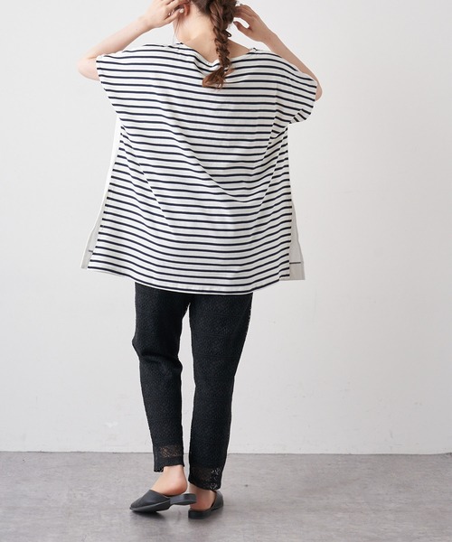 PUAL CE CIN（ピュアルセシン）の「変わりボーダーチュニック（Tシャツ/カットソー・レディース・ホワイト/グレー/チャコール/ナチュラル・FREE）」の12枚目の写真