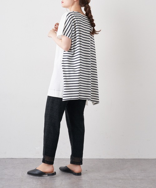 PUAL CE CIN（ピュアルセシン）の「変わりボーダーチュニック（Tシャツ/カットソー・レディース・ホワイト/グレー/チャコール/ナチュラル・FREE）」の13枚目の写真