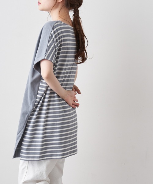 PUAL CE CIN（ピュアルセシン）の「変わりボーダーチュニック（Tシャツ/カットソー・レディース・ホワイト/グレー/チャコール/ナチュラル・FREE）」の16枚目の写真