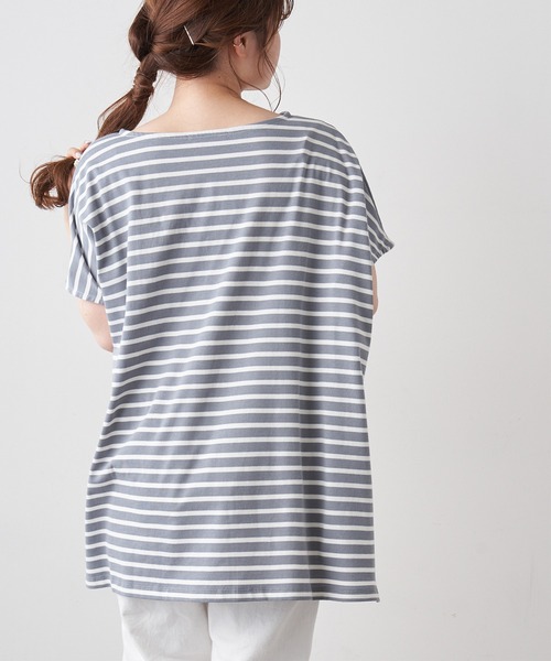 PUAL CE CIN（ピュアルセシン）の「変わりボーダーチュニック（Tシャツ/カットソー・レディース・ホワイト/グレー/チャコール/ナチュラル・FREE）」の17枚目の写真