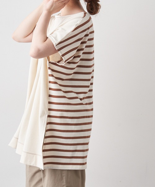 PUAL CE CIN（ピュアルセシン）の「変わりボーダーチュニック（Tシャツ/カットソー・レディース・ホワイト/グレー/チャコール/ナチュラル・FREE）」の19枚目の写真