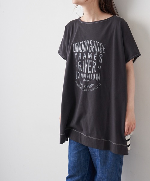 PUAL CE CIN（ピュアルセシン）の「変わりボーダーチュニック（Tシャツ/カットソー・レディース・ホワイト/グレー/チャコール/ナチュラル・FREE）」の22枚目の写真