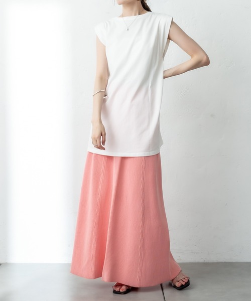 mystic（ミスティック）の「タックフレアノースリTシャツ（Tシャツ/カットソー・レディース・オフホワイト/チャコールグレー/グリーン/ブルー・FREE）」の13枚目の写真