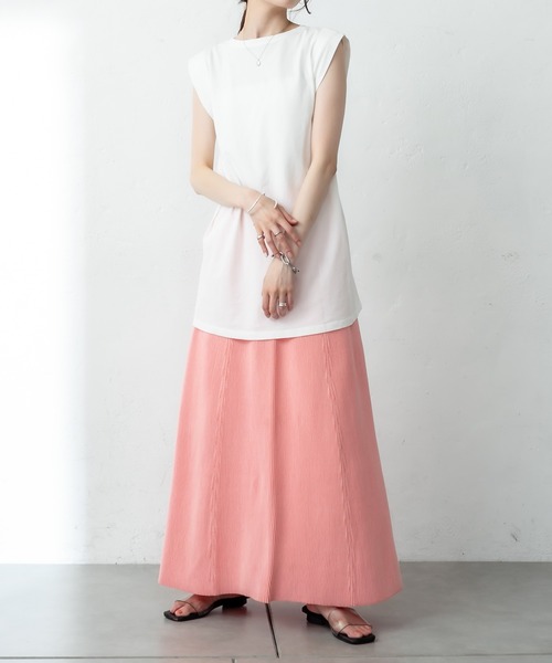 mystic（ミスティック）の「タックフレアノースリTシャツ（Tシャツ/カットソー・レディース・オフホワイト/チャコールグレー/グリーン/ブルー・FREE）」の14枚目の写真