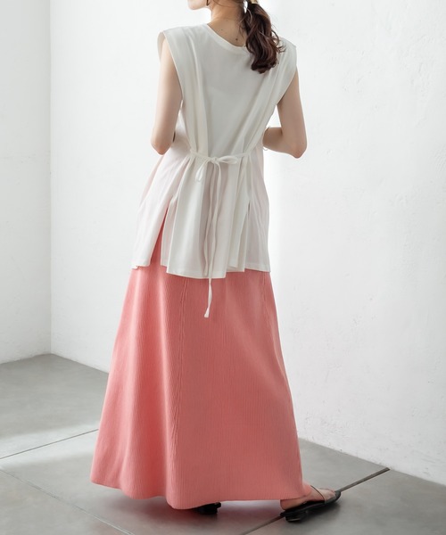 mystic（ミスティック）の「タックフレアノースリTシャツ（Tシャツ/カットソー・レディース・オフホワイト/チャコールグレー/グリーン/ブルー・FREE）」の15枚目の写真