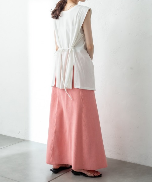 mystic（ミスティック）の「タックフレアノースリTシャツ（Tシャツ/カットソー・レディース・オフホワイト/チャコールグレー/グリーン/ブルー・FREE）」の16枚目の写真