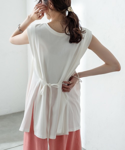 mystic（ミスティック）の「タックフレアノースリTシャツ（Tシャツ/カットソー・レディース・オフホワイト/チャコールグレー/グリーン/ブルー・FREE）」の18枚目の写真