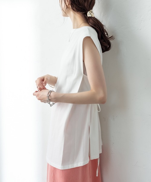 mystic（ミスティック）の「タックフレアノースリTシャツ（Tシャツ/カットソー・レディース・オフホワイト/チャコールグレー/グリーン/ブルー・FREE）」の19枚目の写真