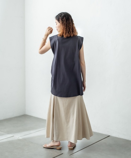 mystic（ミスティック）の「タックフレアノースリTシャツ（Tシャツ/カットソー・レディース・オフホワイト/チャコールグレー/グリーン/ブルー・FREE）」の20枚目の写真