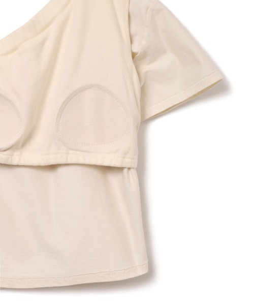 SEAGREEN(シーグリーン)の「JURI×Seagreen(シーグリーン) カップinワンショルダーTOPS(Tシャツ/カットソー・レディース・ホワイト/サックスブルー・1/2)」の8枚目の写真