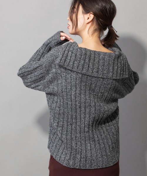 Munich（ミューニック）の「エキストラファインメリノウールリブニット　スキッパーカラープルオーバー（ニット/セーター・レディース・ブラック/サックスブルー/オフホワイト/ブラック×ホワイト・FREE）」の20枚目の写真