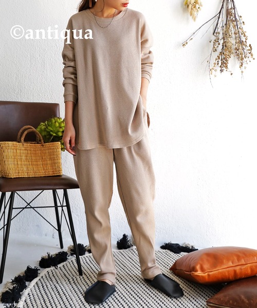 antiqua（アンティカ）の「万能すぎる。オーガニックコットンルームウェア（ルームウェア/パジャマ・レディース・ベージュ/ネイビー/カーキ/ダークグレー・FREE）」の2枚目の写真