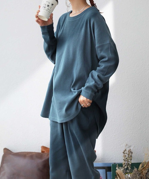 antiqua（アンティカ）の「万能すぎる。オーガニックコットンルームウェア（ルームウェア/パジャマ・レディース・ベージュ/ネイビー/カーキ/ダークグレー・FREE）」の15枚目の写真